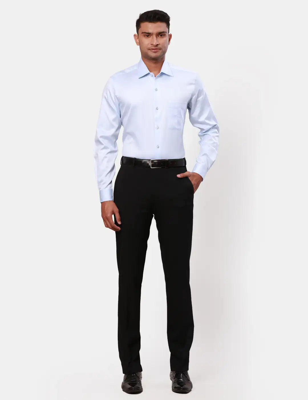 Raymond Men Violet Structure Contemporary Fit Cotton Shirt