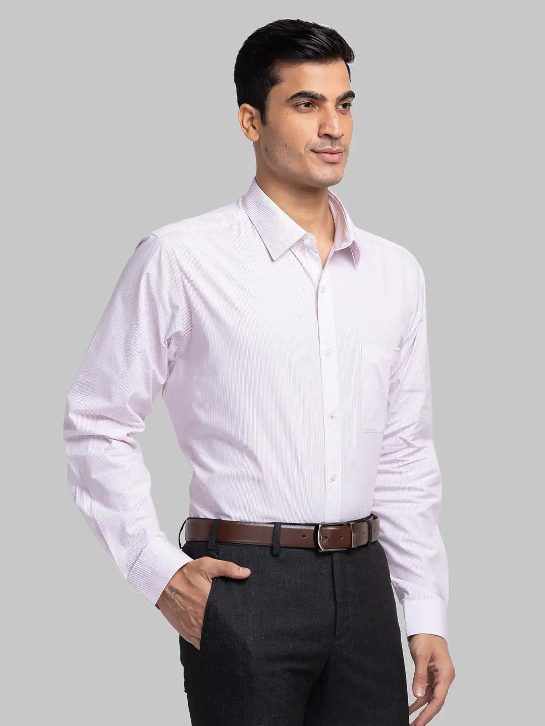 Raymond Men Orange Checks Slim Fit Cotton Shirt