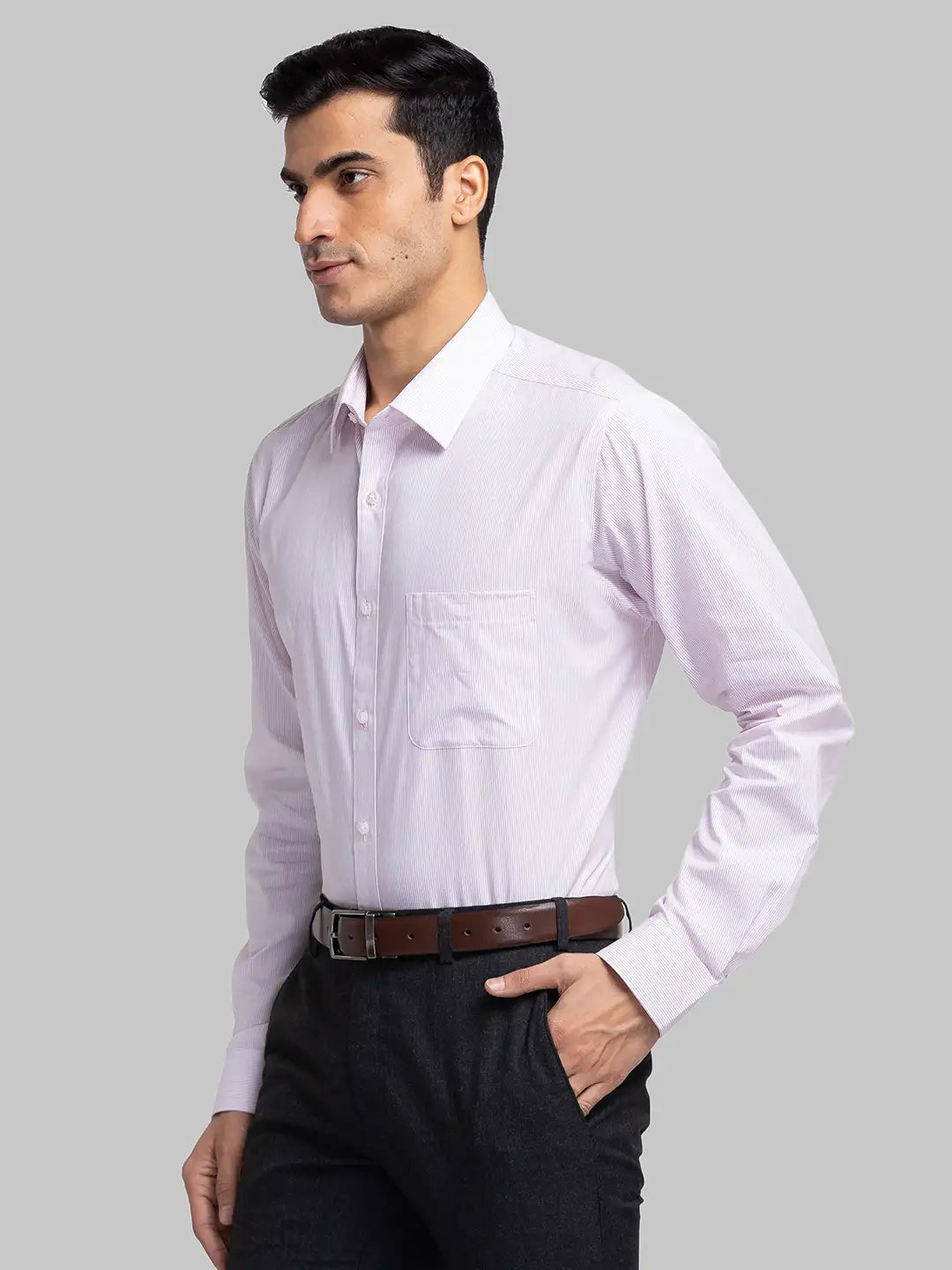 Raymond Men Orange Checks Slim Fit Cotton Shirt