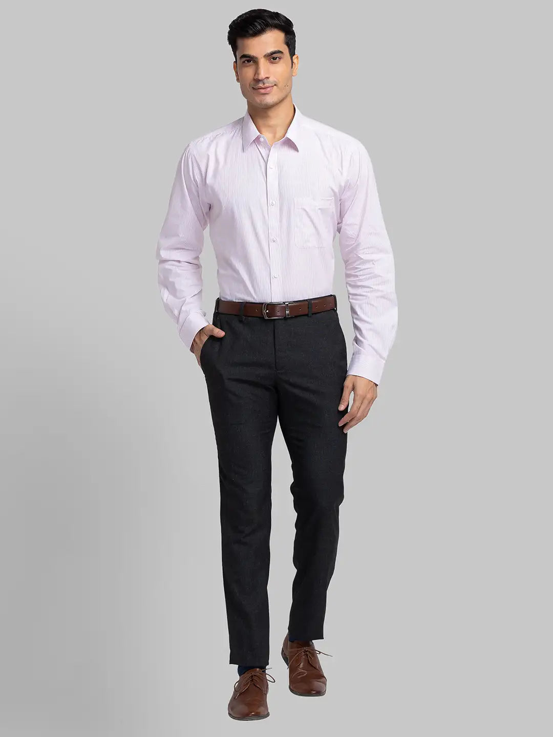 Raymond Men Orange Checks Slim Fit Cotton Shirt