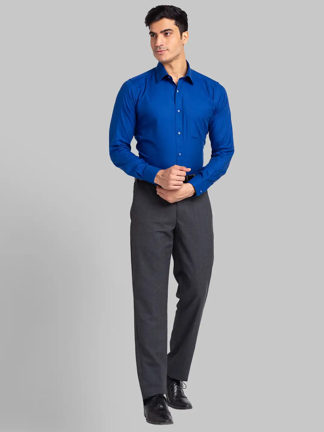 Raymond Men Green Checks Slim Fit Cotton Shirt