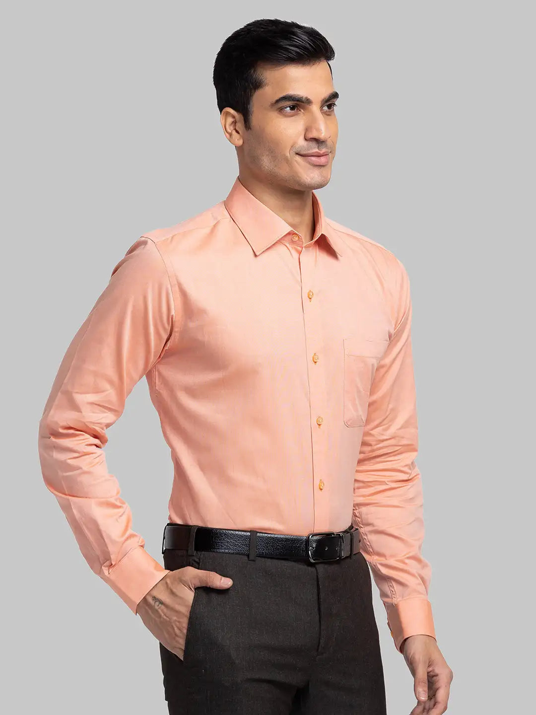 Raymond Men Red Solid Slim Fit Cotton Shirts