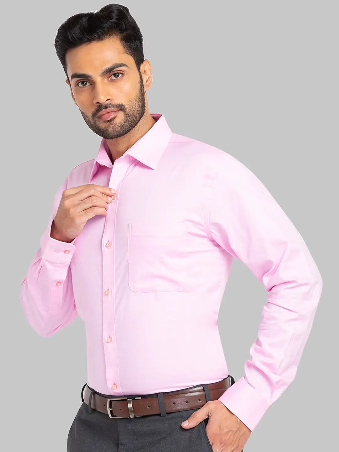 Raymond Men Red Solid Slim Fit Cotton Shirts