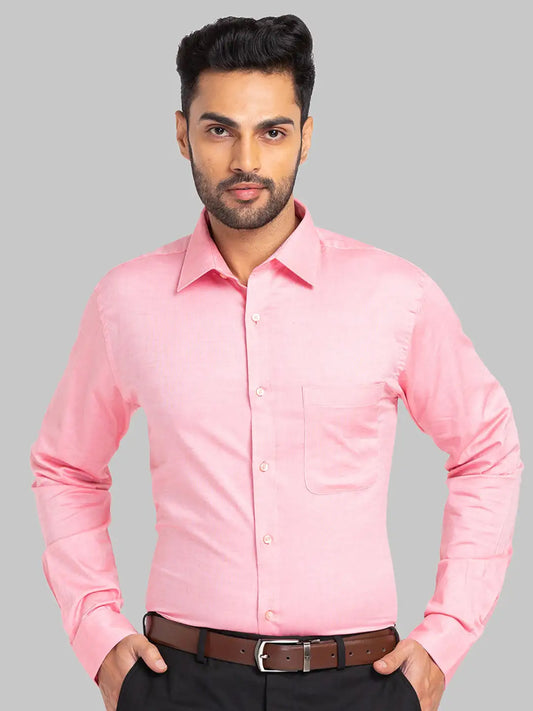 Raymond Men Red Solid Slim Fit Cotton Shirts