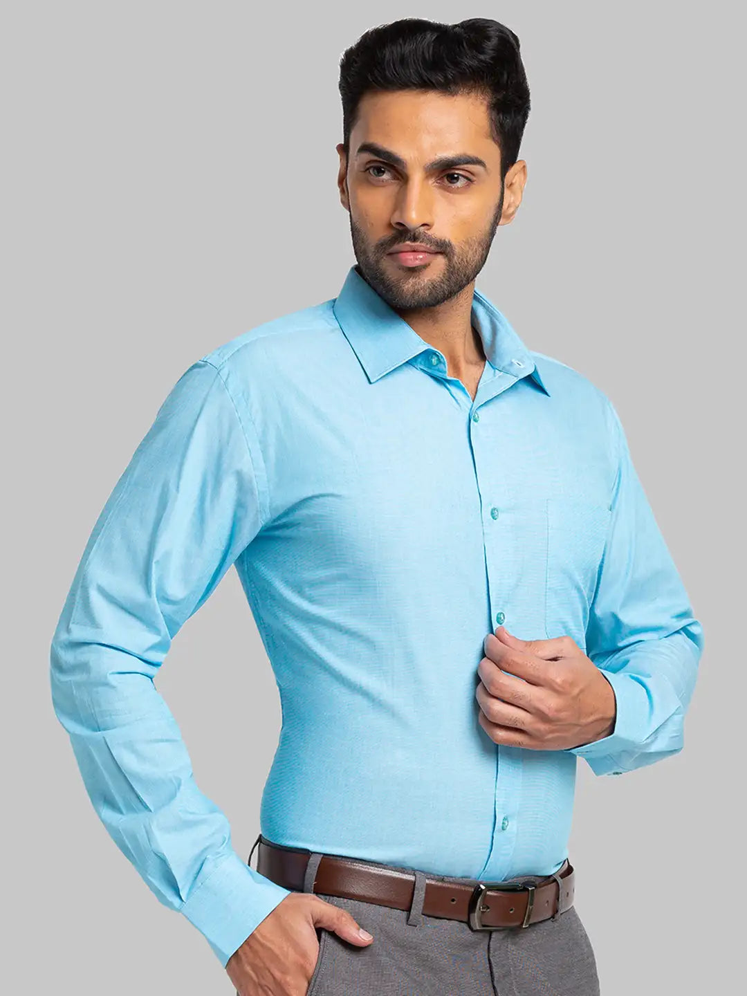 Raymond Men Maroon Structure Slim Fit Cotton Shirt