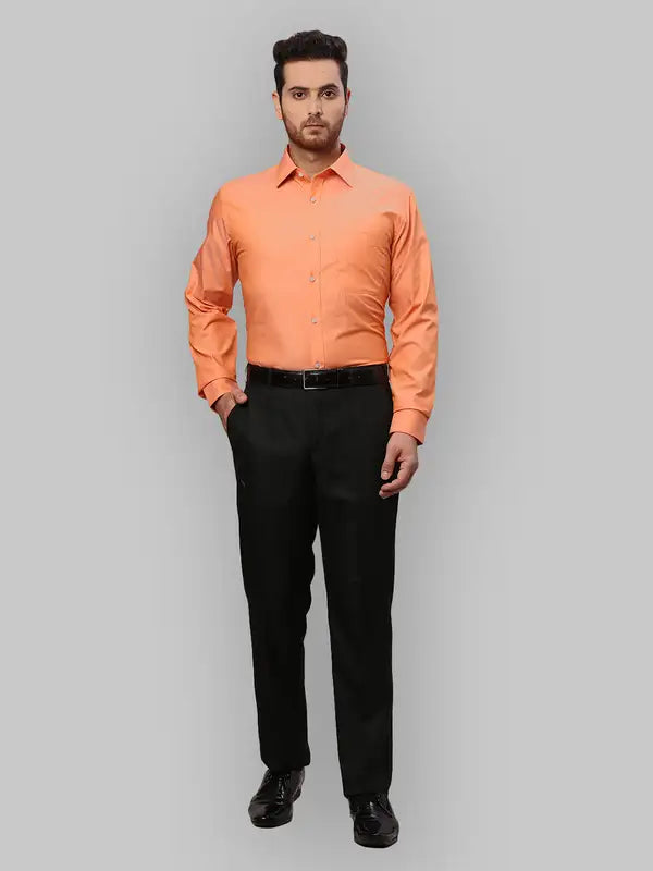 Raymond Men Orange Slim Fit Solid Formal Shirt MyRaymond Raymond Men Orange Slim Fit Solid Formal Shirt MyRaymond