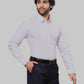 Raymond Men Grey Slim Fit Printed Cotton Full Sleeves Semi Cut Away Collar Shirt