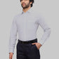 Raymond Men Blue Slim Fit Self Design Cotton Full Sleeves Semi Cut Away Collar Shirt