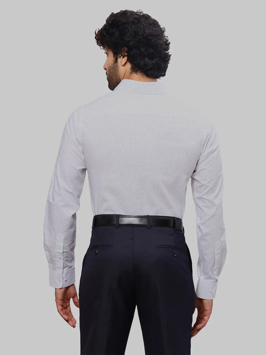Raymond Men Blue Slim Fit Self Design Cotton Full Sleeves Semi Cut Away Collar Shirt