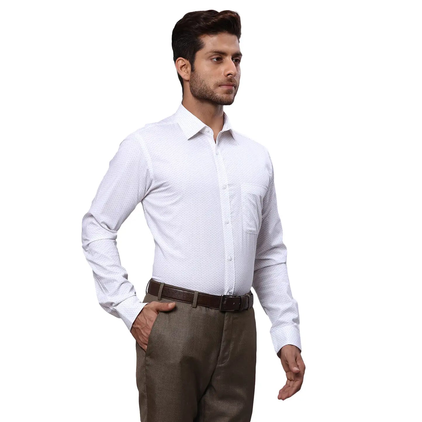 Men Slim Fit Light Grey Shirt