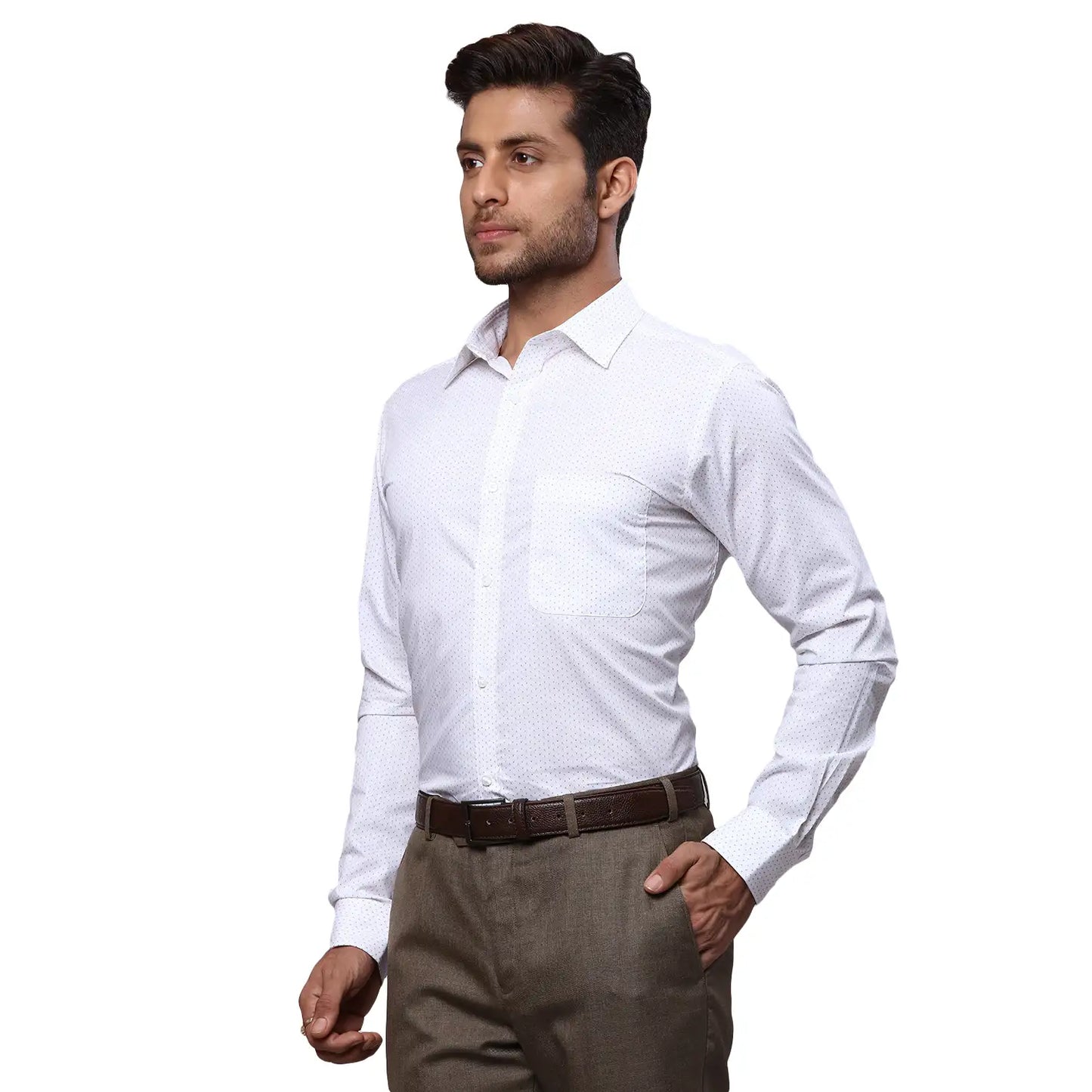 Men Slim Fit Light Grey Shirt