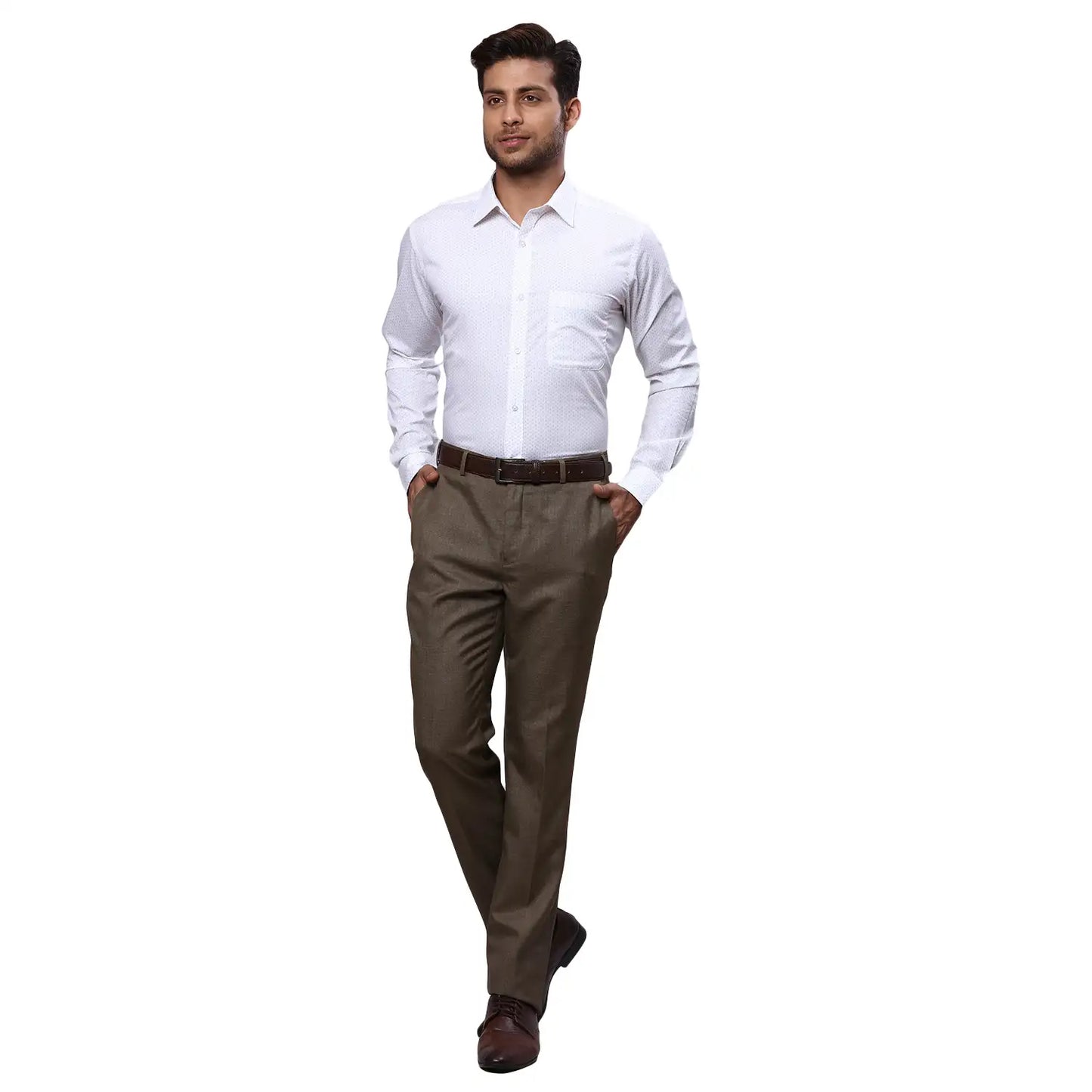 Men Slim Fit Light Grey Shirt