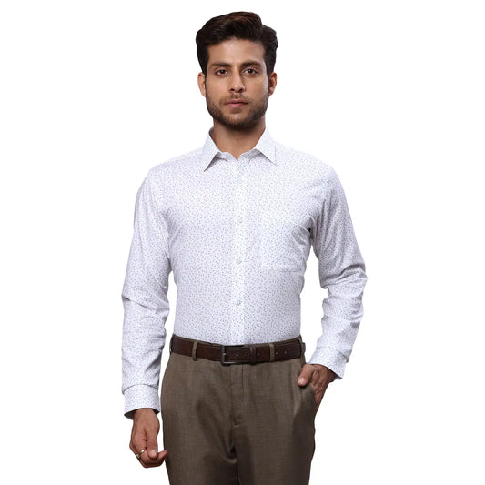 Park Avenue Men Blue Printed Slim Fit Cotton Blend Formal Shirts MyRaymond