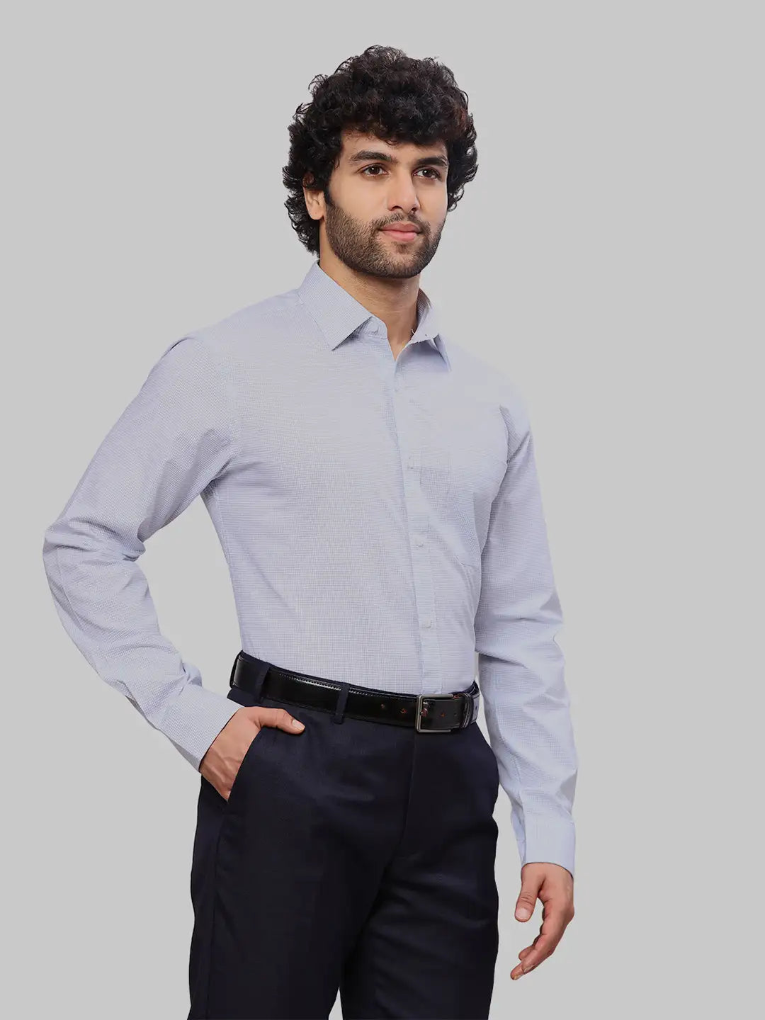 Raymond Men Grey Dobby Slim Fit Cotton Shirts