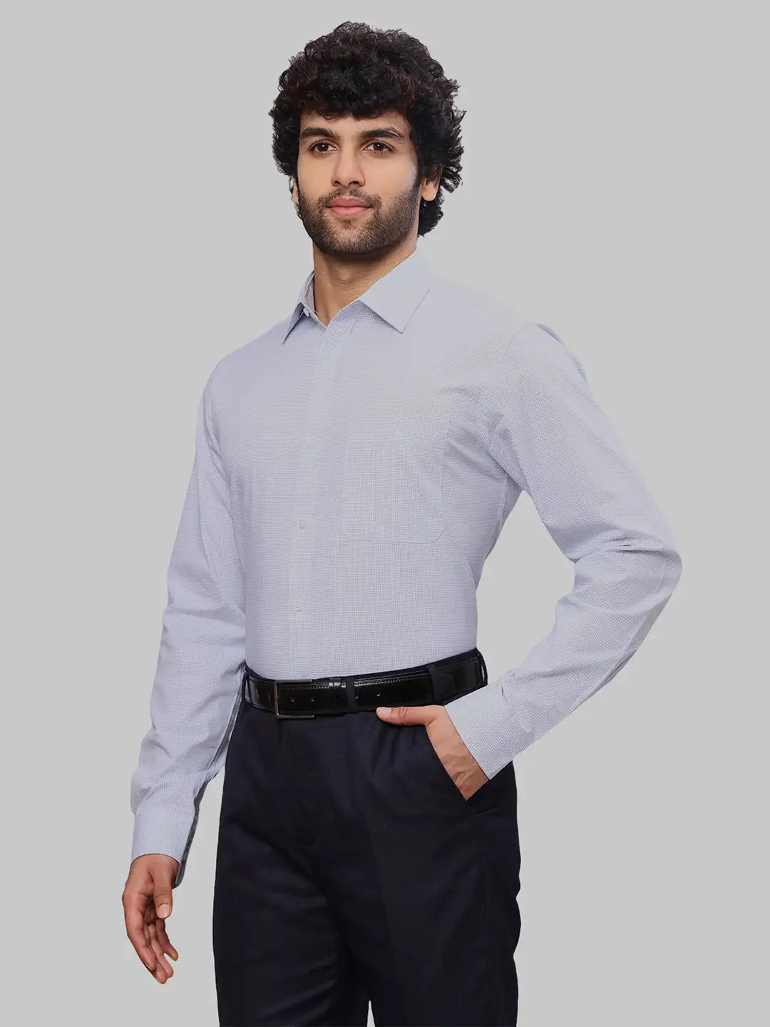 Raymond Men Grey Dobby Slim Fit Cotton Shirts
