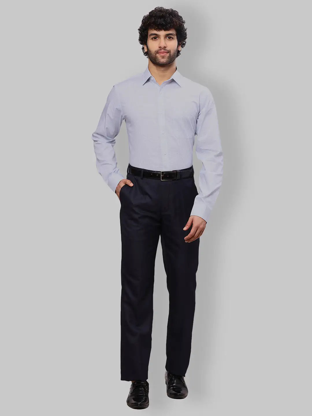 Raymond Men Grey Dobby Slim Fit Cotton Shirts