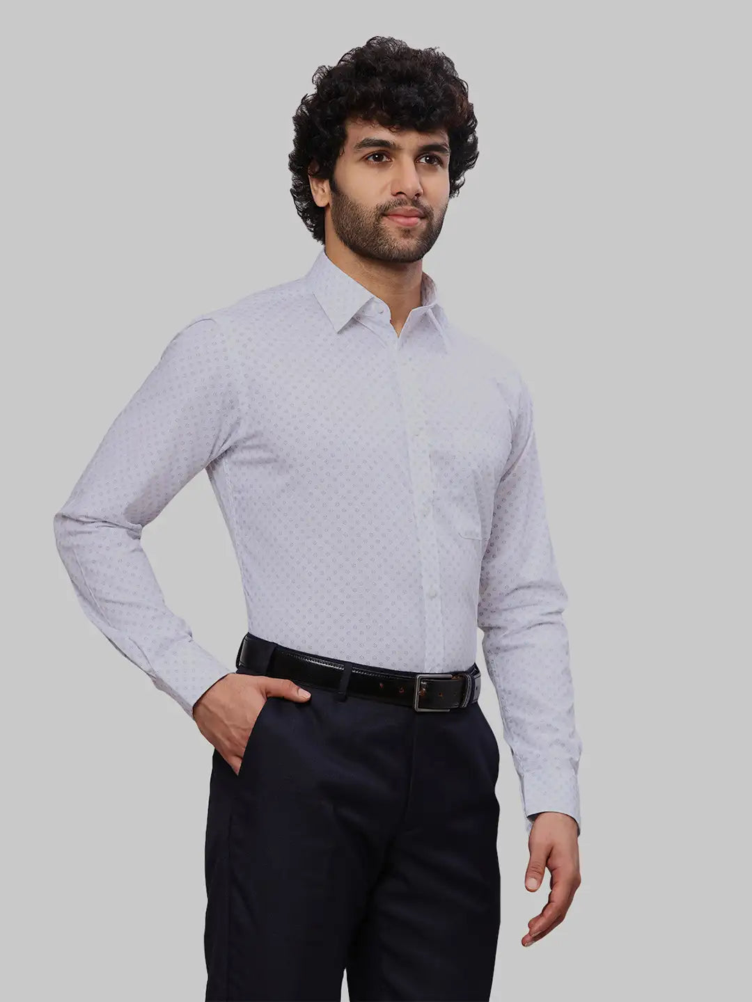 Raymond Men Blue Stripe Slim Fit Cotton Shirts