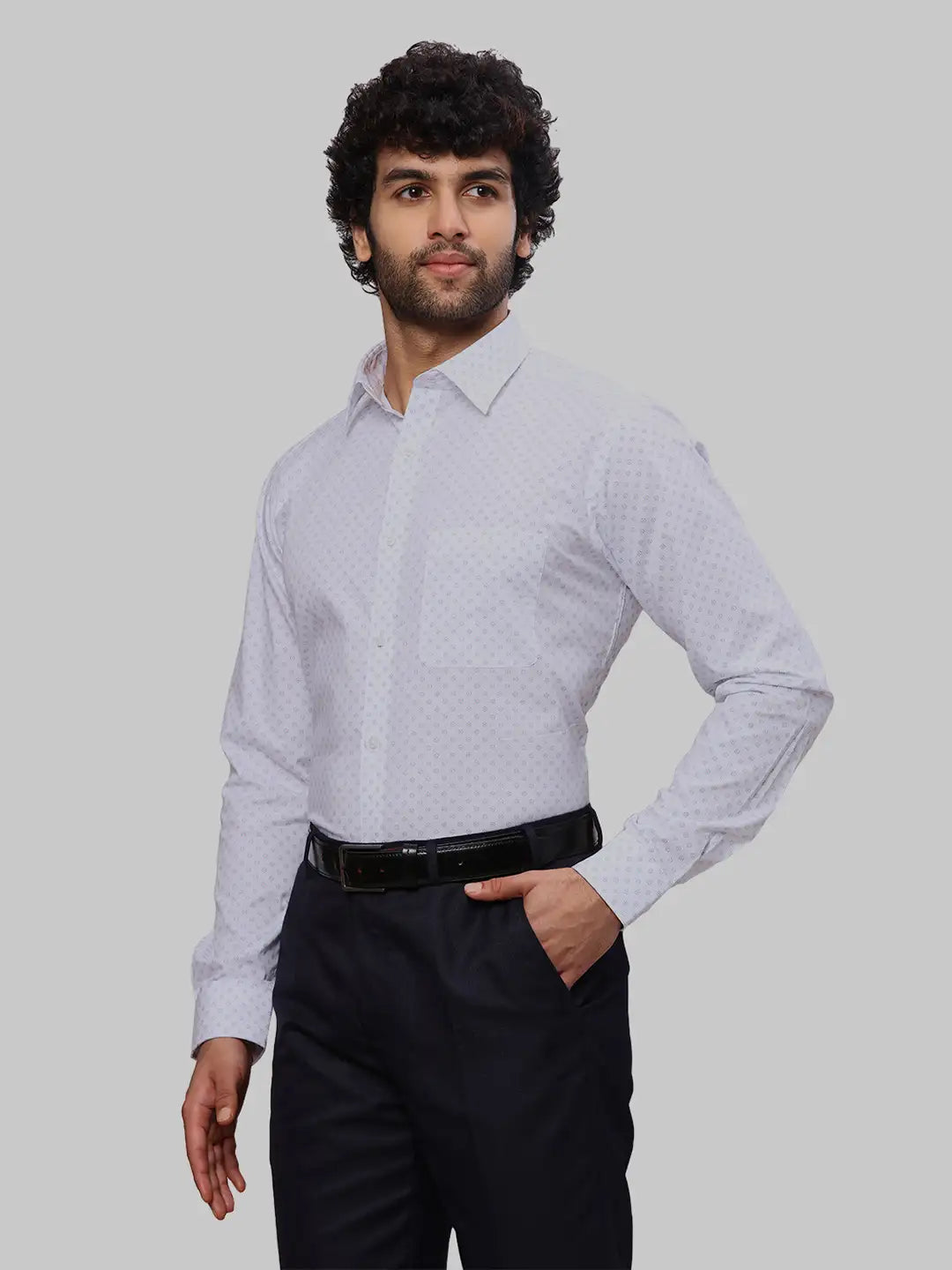 Raymond Men Blue Stripe Slim Fit Cotton Shirts