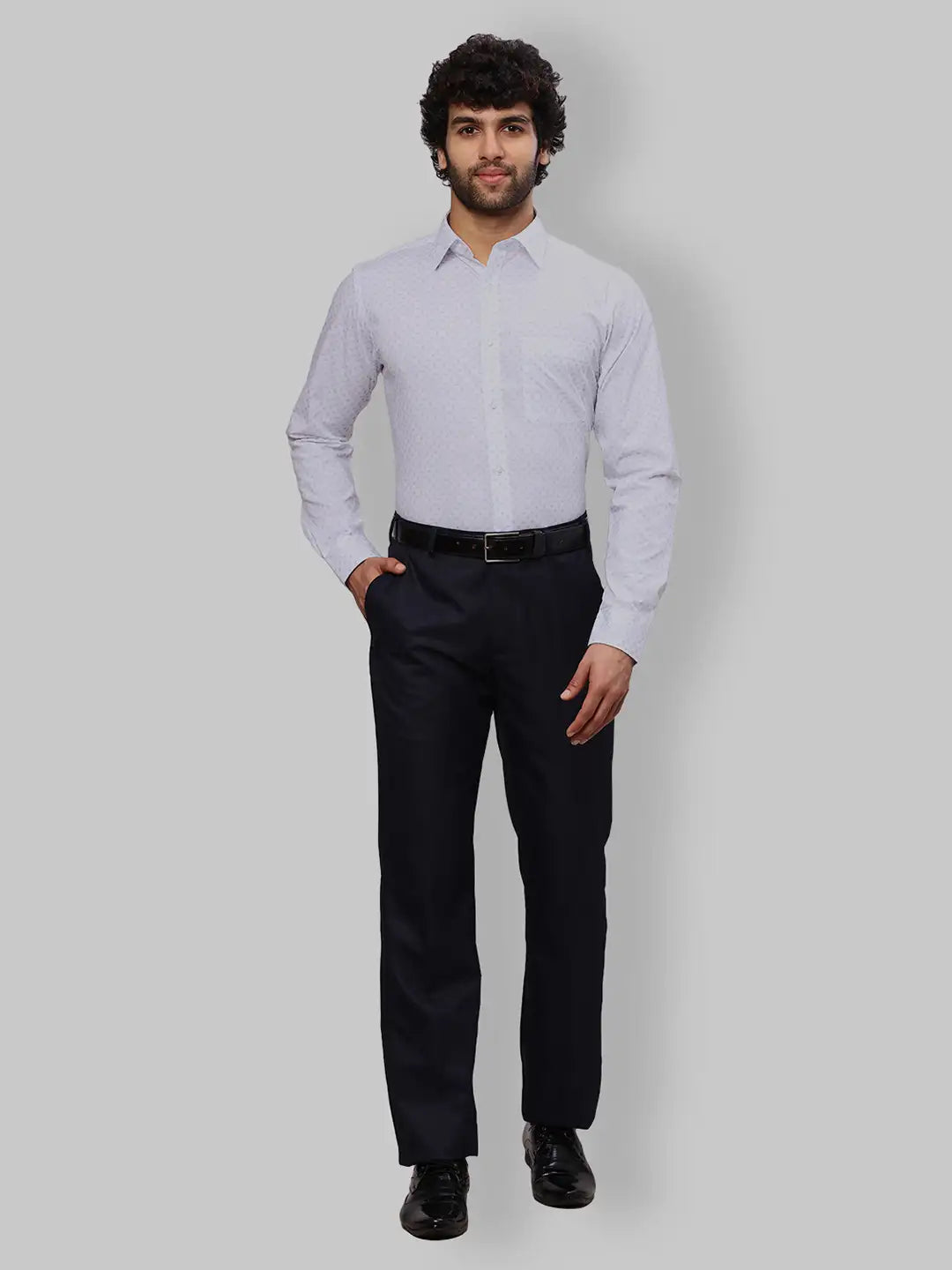 Raymond Men Blue Stripe Slim Fit Cotton Shirts