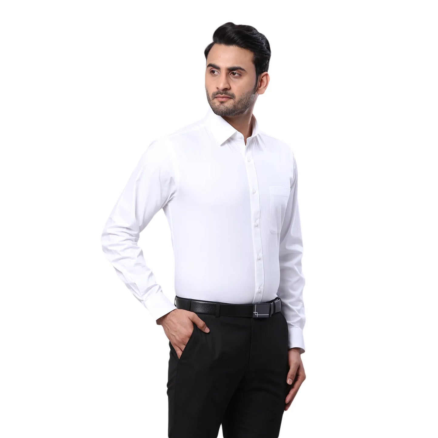 Raymond Men Black Solid Slim Fit Cotton Blend Shirt