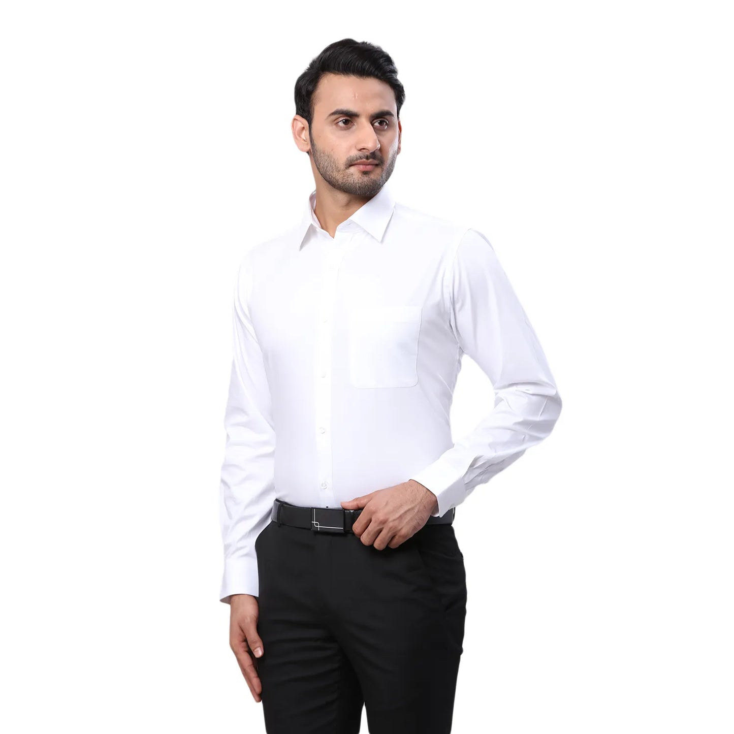 Raymond Men Black Solid Slim Fit Cotton Blend Shirt