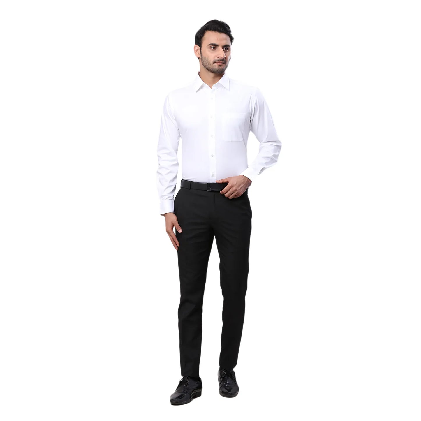 Raymond Men Black Solid Slim Fit Cotton Blend Shirt