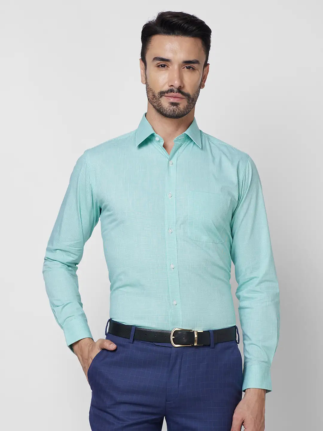 Raymond Men Blue Structure Slim Fit Cotton Shirt