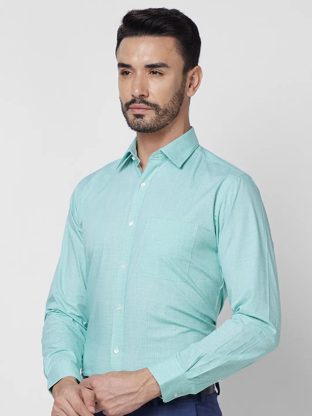 Raymond Men Blue Structure Slim Fit Cotton Shirt