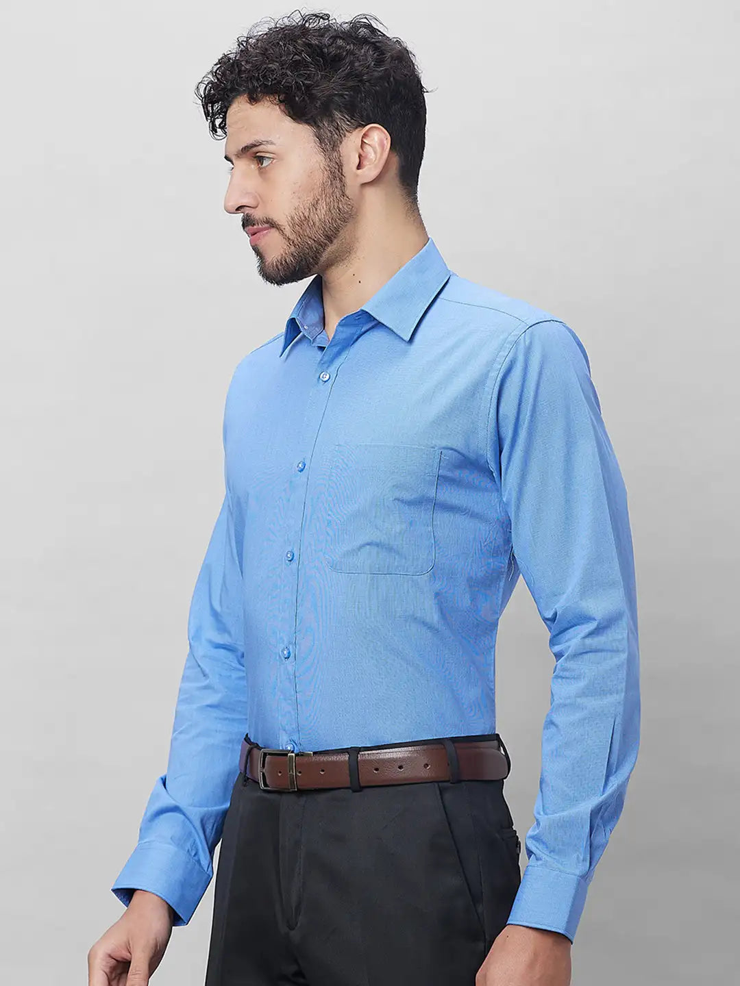 Raymond Men Blue Structure Slim Fit Cotton Shirt