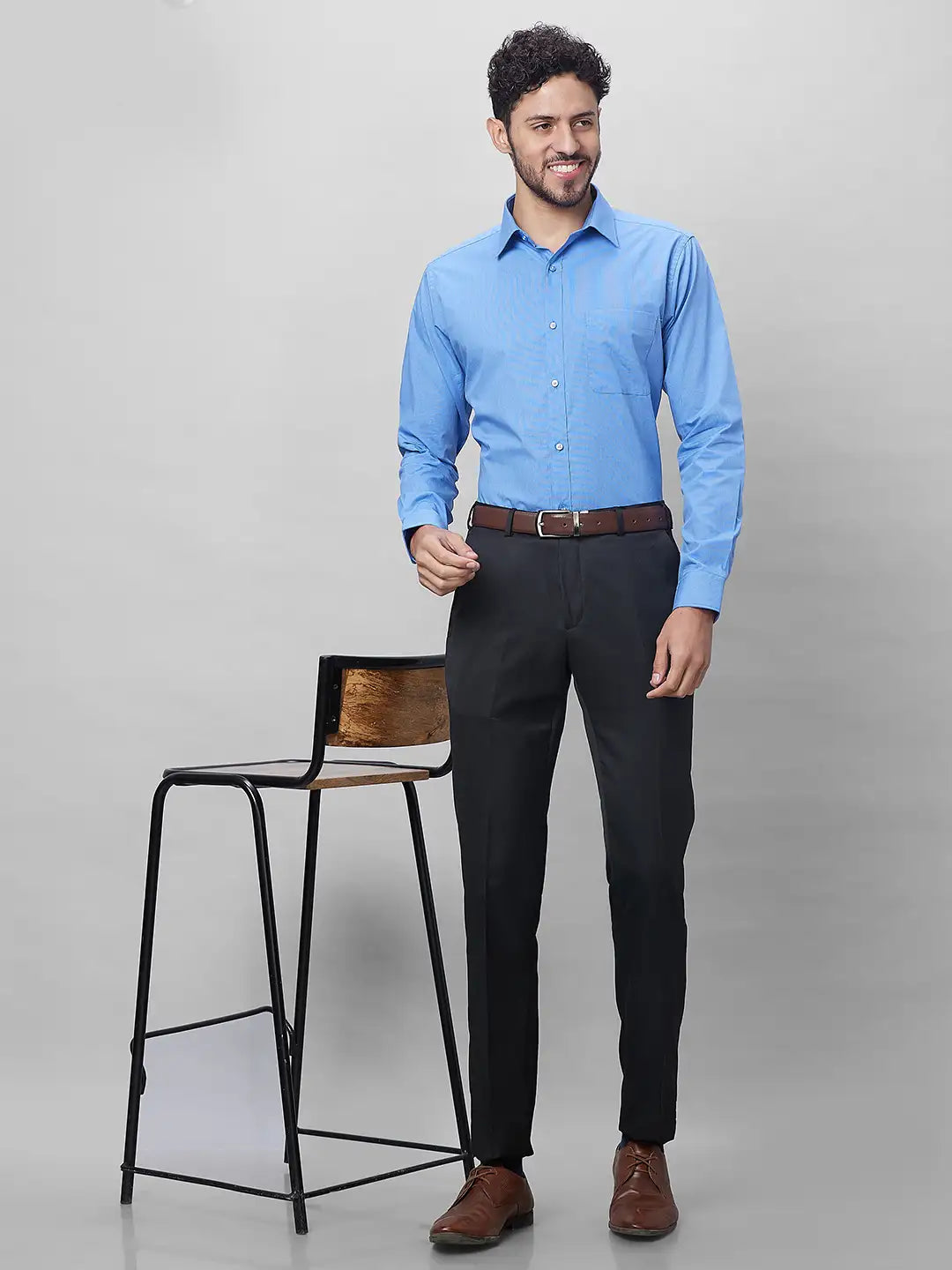 Raymond Men Blue Structure Slim Fit Cotton Shirt
