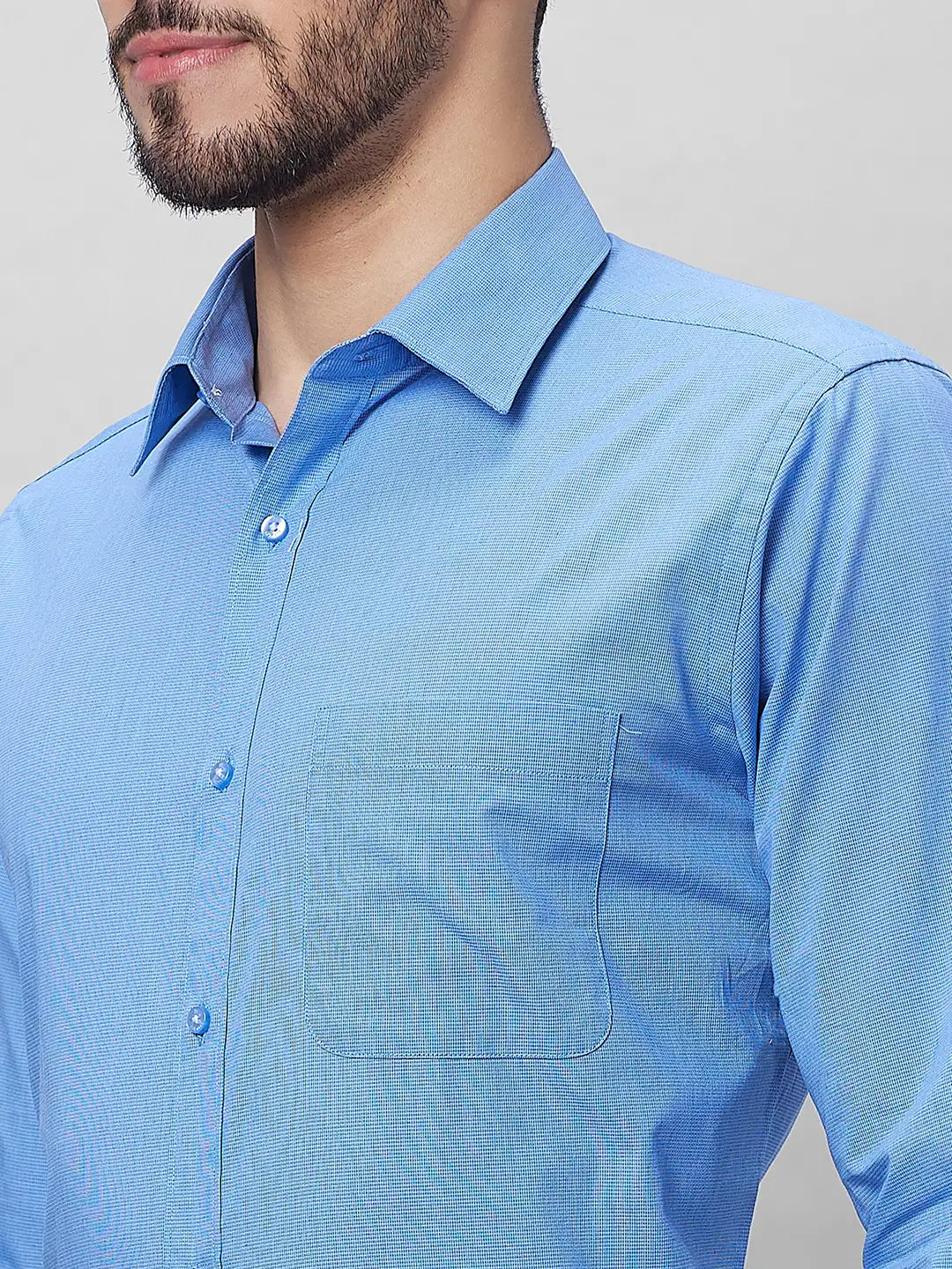 Raymond Men Blue Structure Slim Fit Cotton Shirt