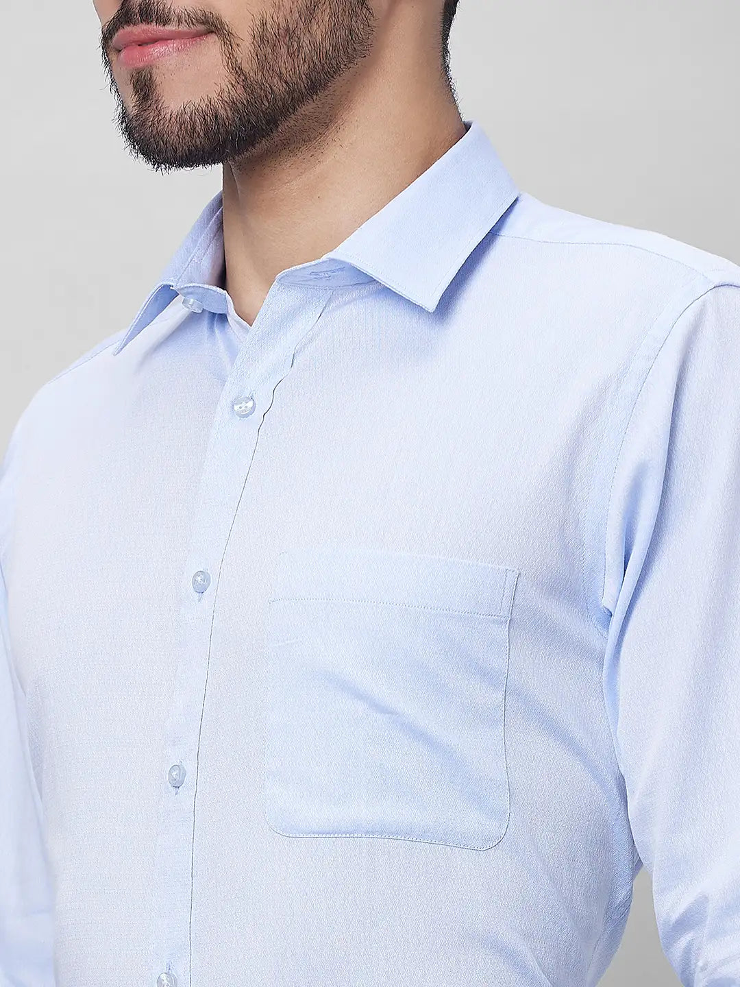 Raymond Men Petrol Structure Slim Fit Cotton Shirt