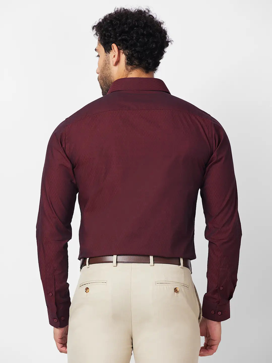 Raymond Men Red Solid Slim Fit Cotton Shirt