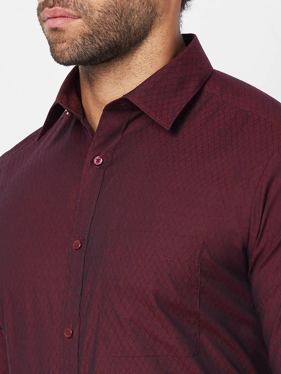 Raymond Men Red Solid Slim Fit Cotton Shirt