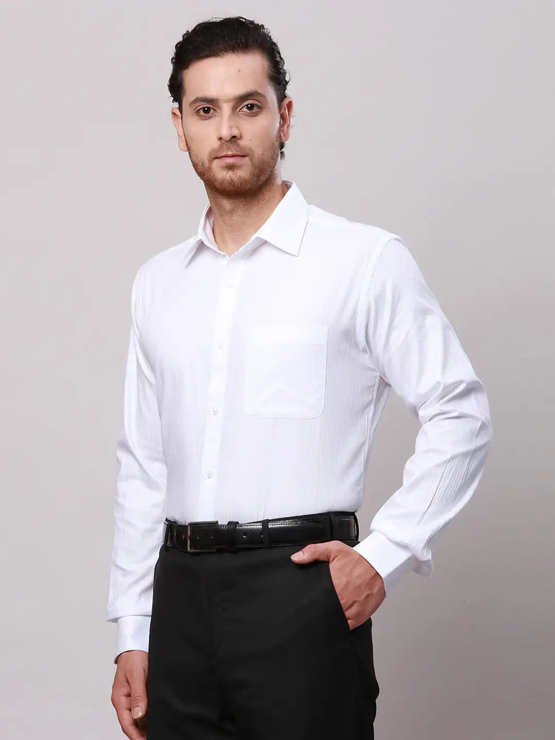 Raymond Men Orange Slim Fit Checks Cotton Shirts