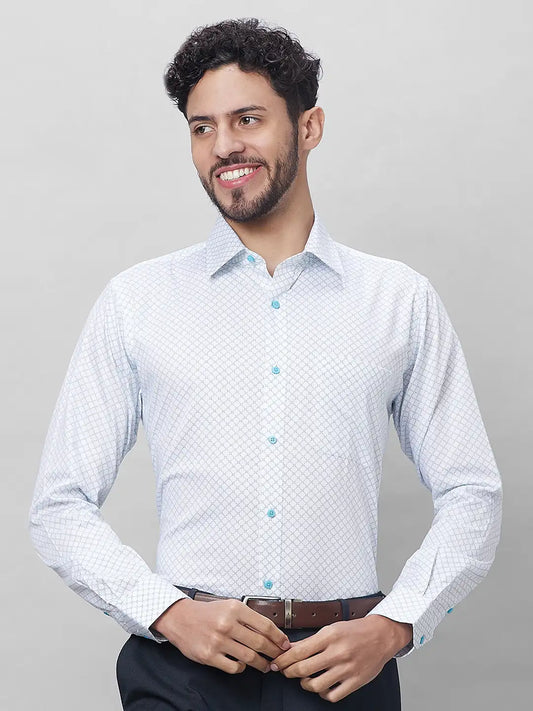 Raymond Men Blue Checks Slim Fit Cotton Shirt
