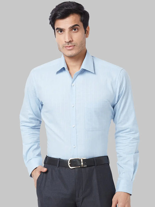 Raymond Men Blue Structure Slim Fit Cotton Shirt