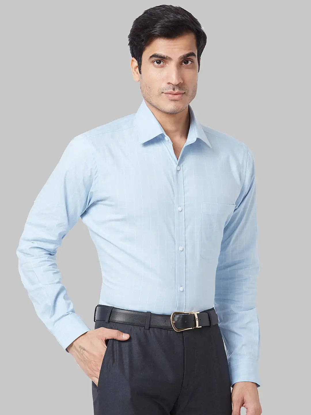 Raymond Men Blue Structure Slim Fit Cotton Shirt