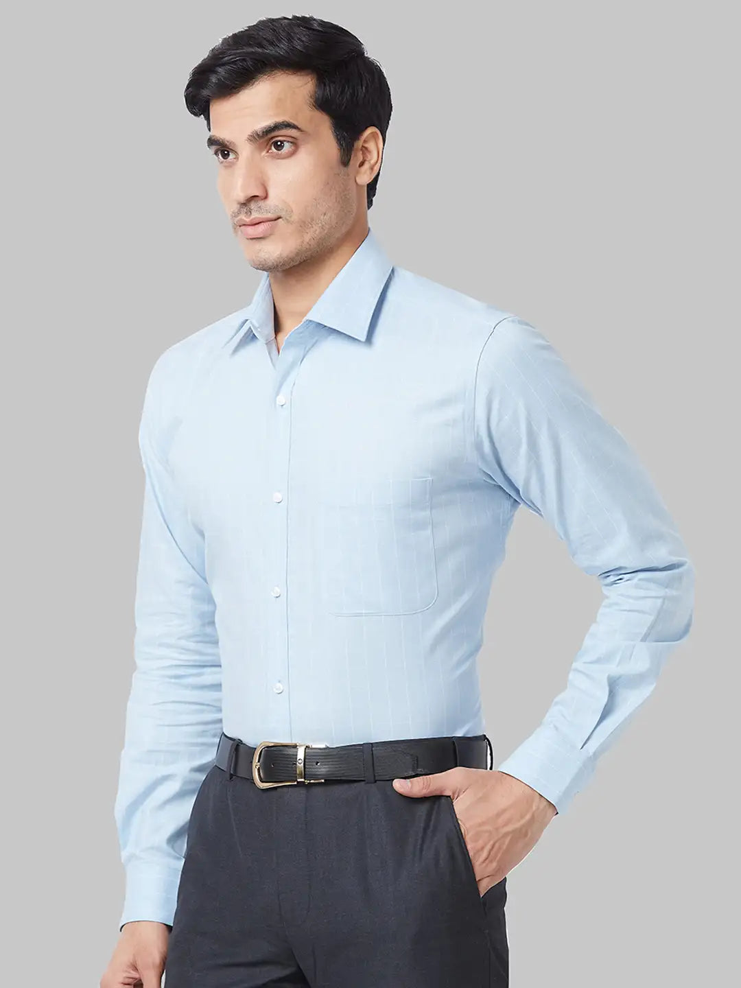 Raymond Men Blue Structure Slim Fit Cotton Shirt