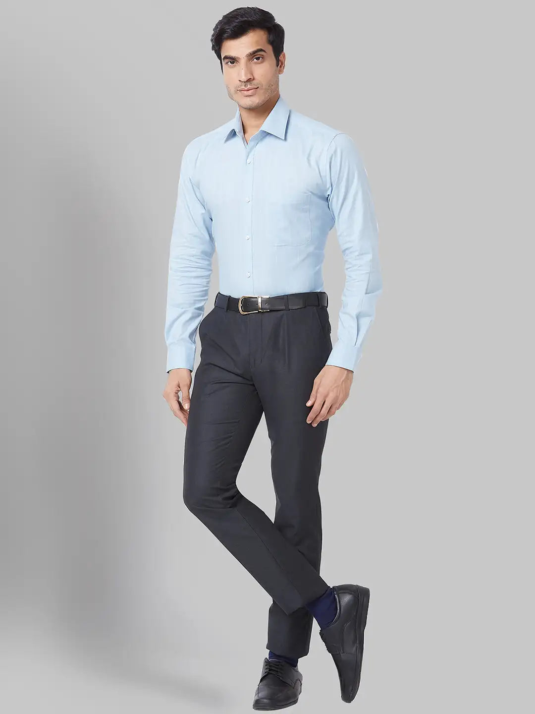 Raymond Men Blue Structure Slim Fit Cotton Shirt