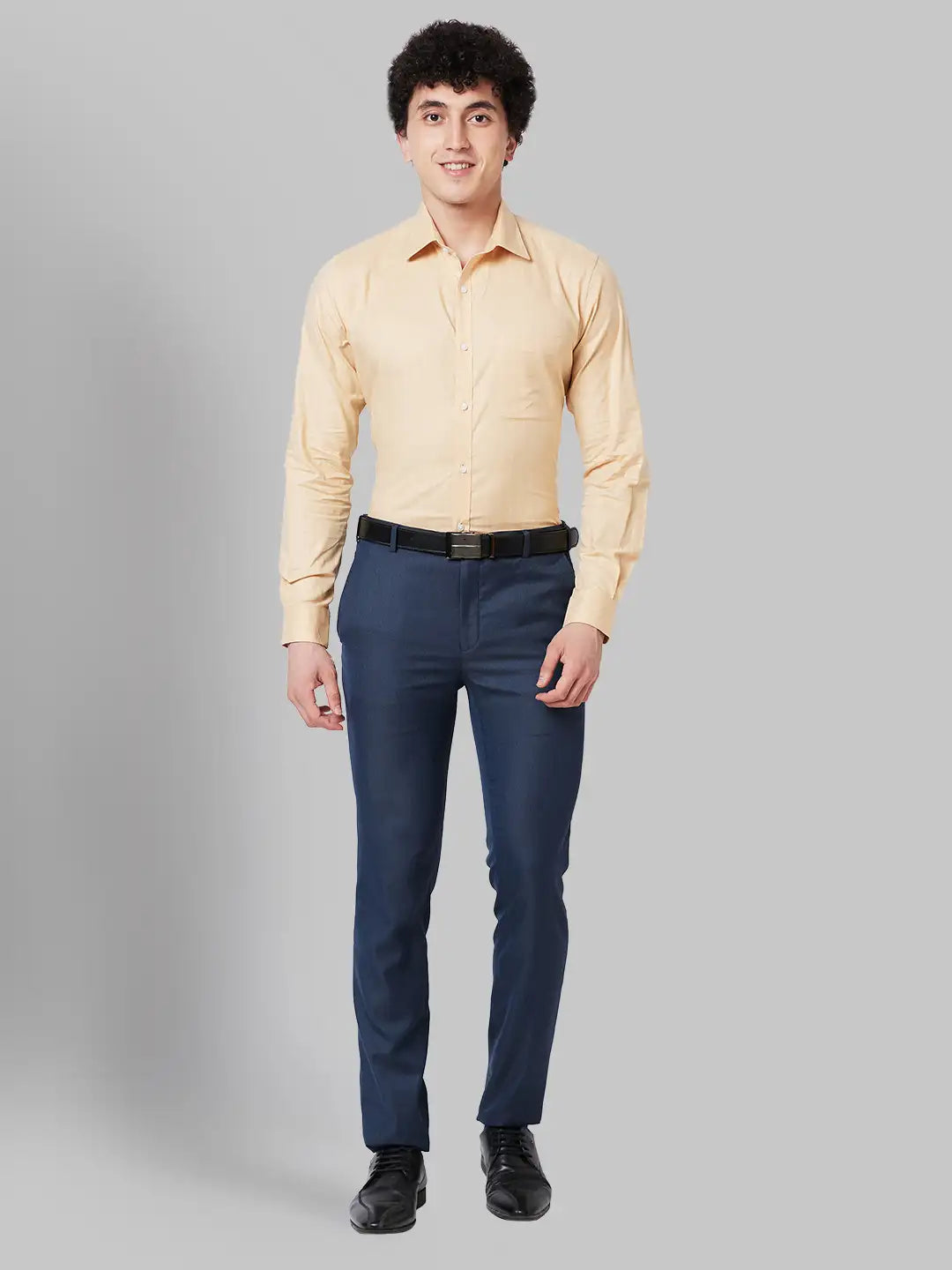 Raymond Men Blue Slim Fit Structure Cotton Shirts