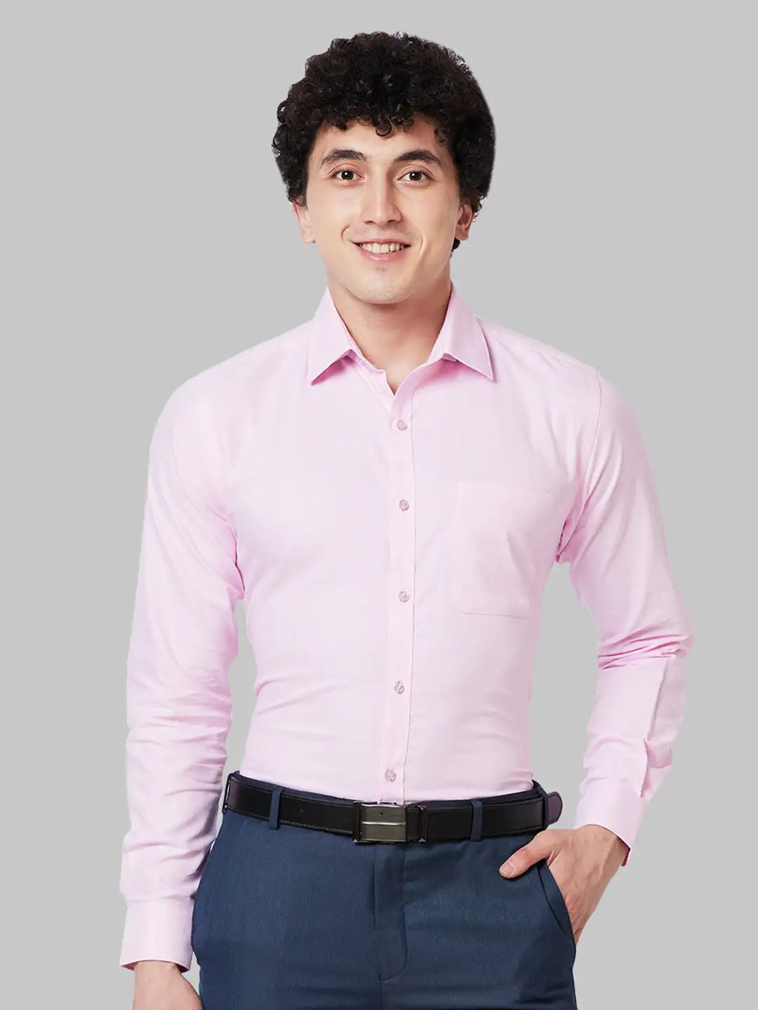 Raymond Men Green Structure Slim Fit Cotton Blend Shirt
