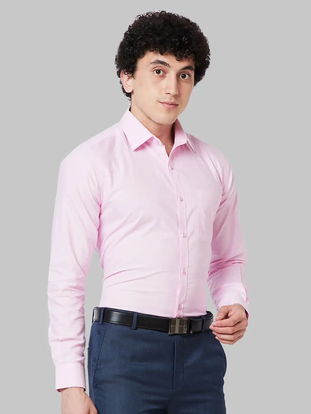 Raymond Men Green Structure Slim Fit Cotton Blend Shirt