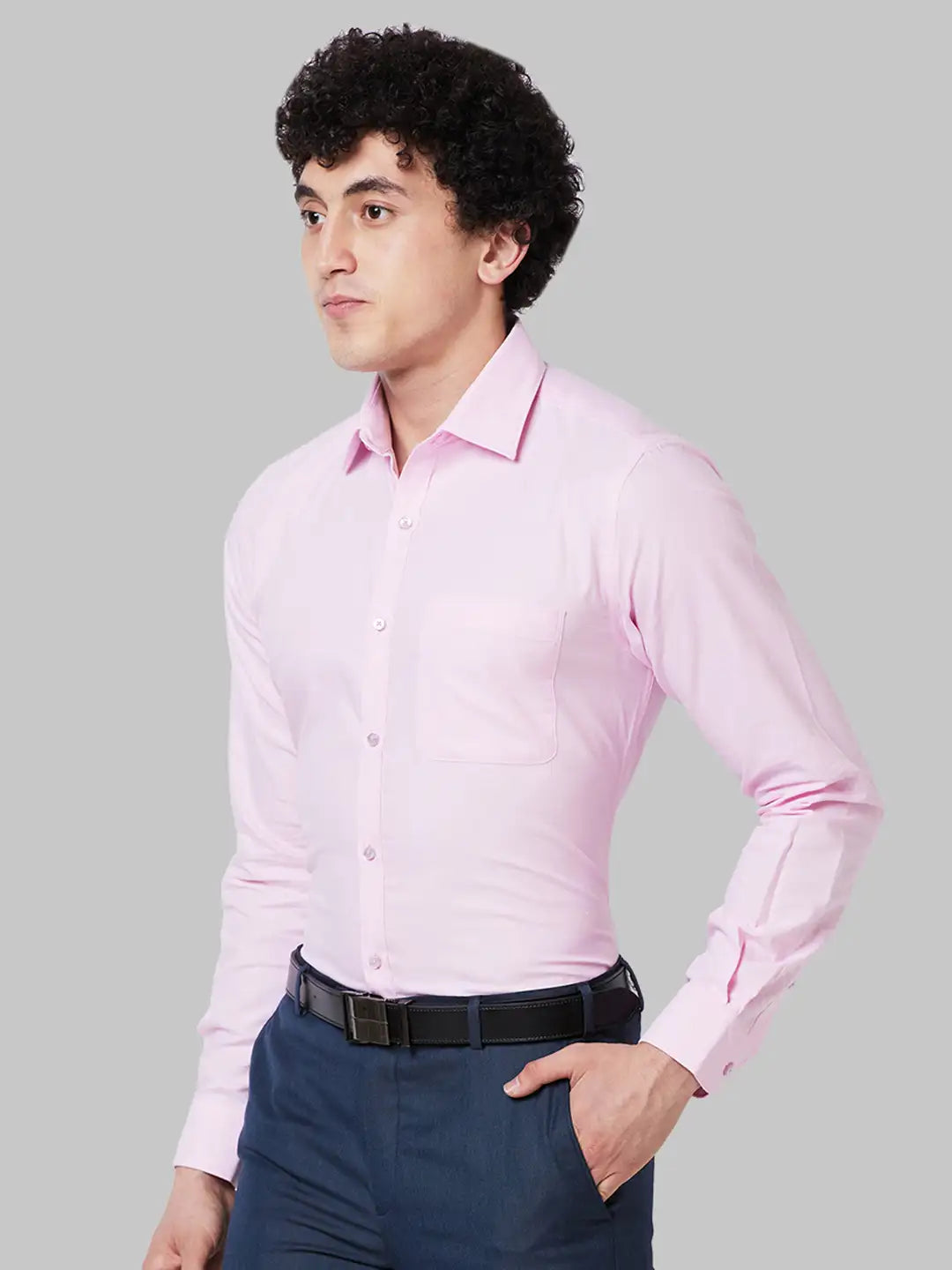 Raymond Men Green Structure Slim Fit Cotton Blend Shirt