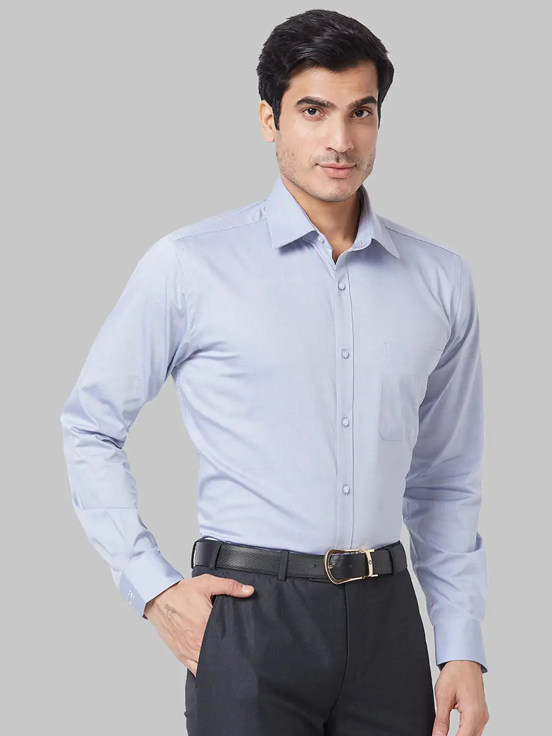 Men Orange Slim Fit Structure Cotton Shirts