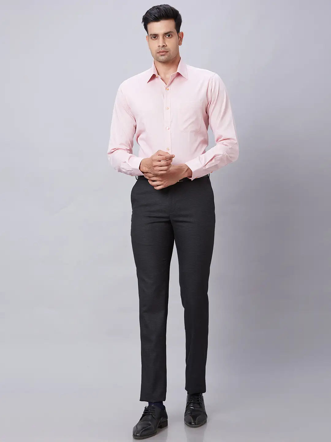Men Petrol Slim Fit Structure Cotton Shirts