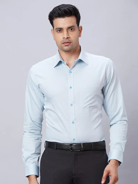 Men Violet Slim Fit Structure Cotton Shirts