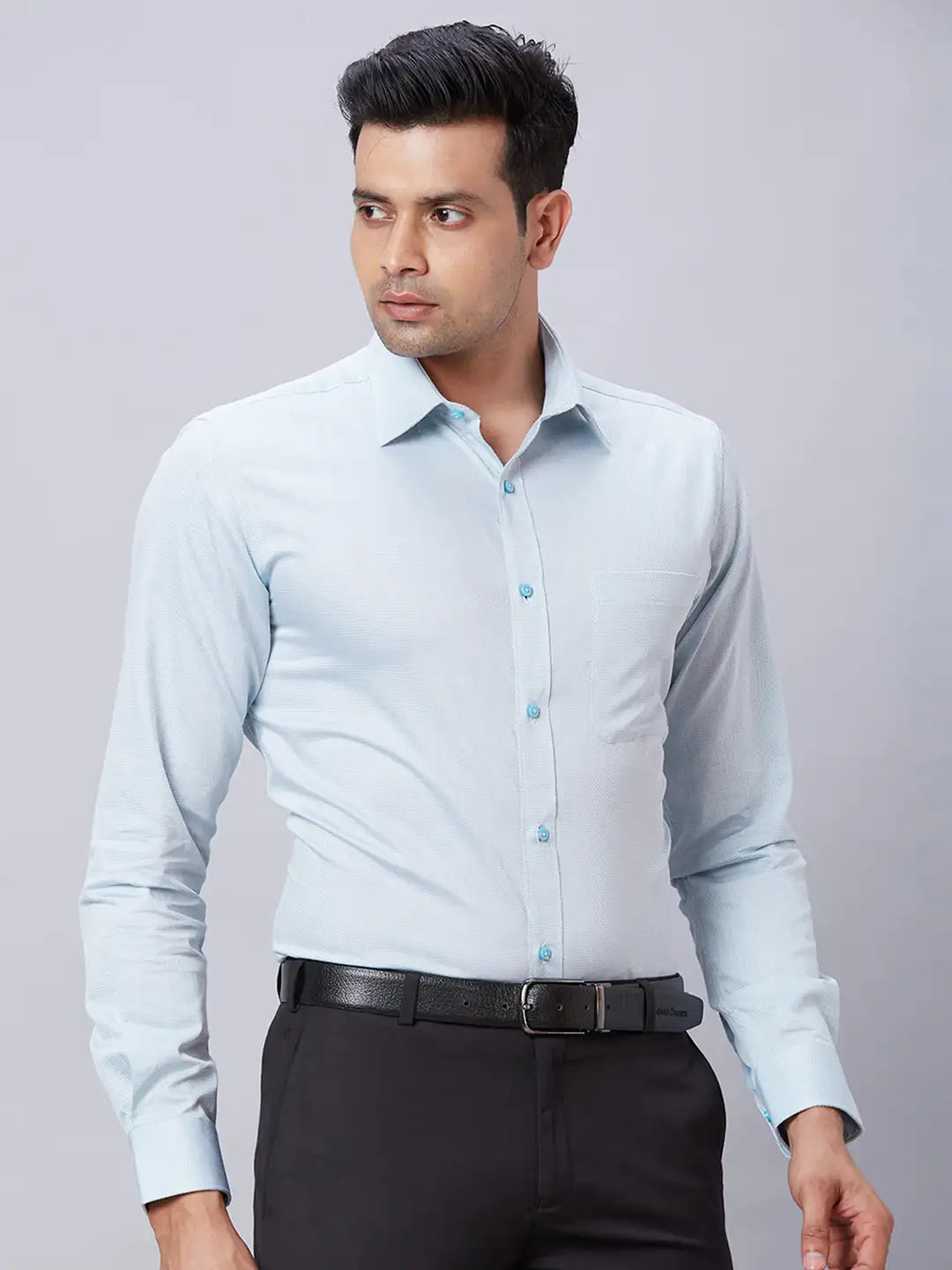 Men Violet Slim Fit Structure Cotton Shirts