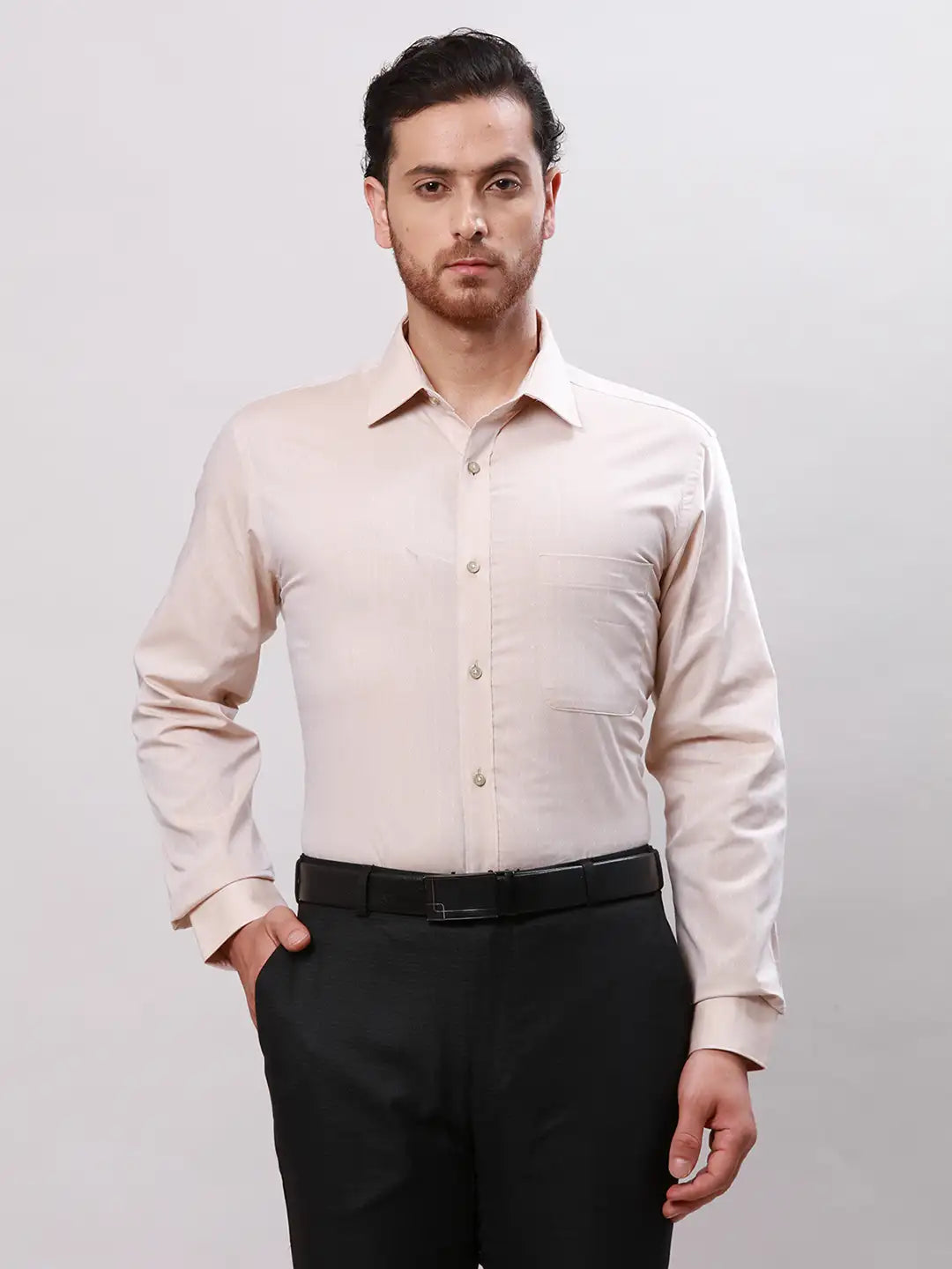 Raymond Men Violet Slim Fit Structure Cotton Shirts
