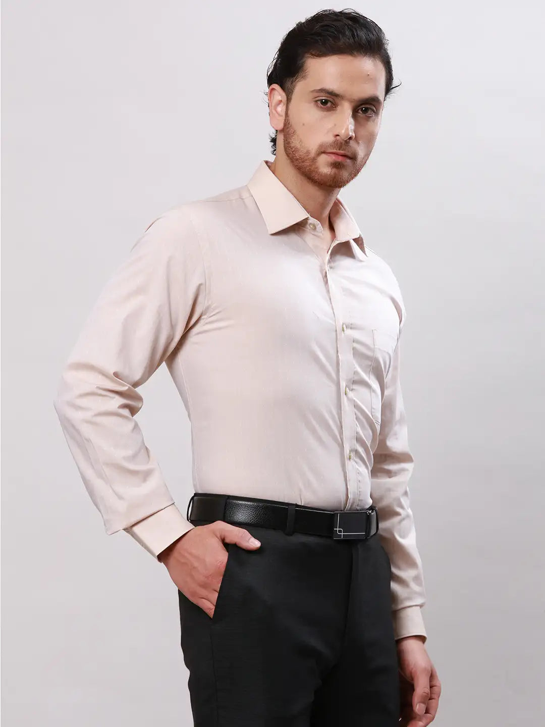 Raymond Men Violet Slim Fit Structure Cotton Shirts